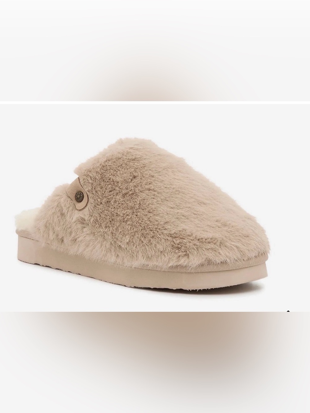 BearPaw Women's Plush Slide Slipper in Beige